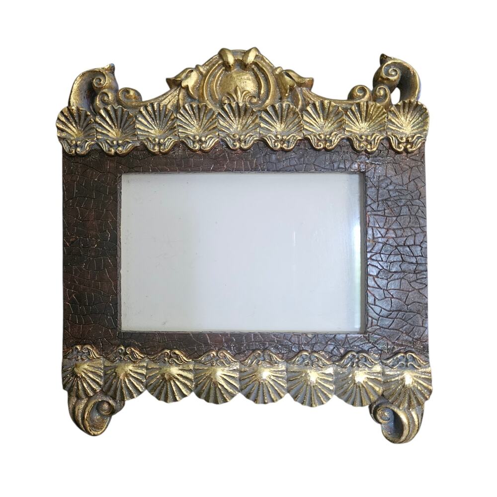 Vintage Ornate Gold Tone Metal Picture Frame Victorian Tabletop Easel Frame